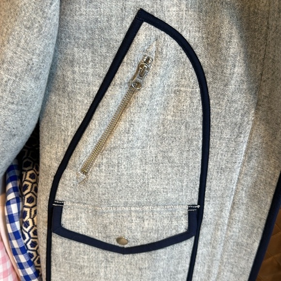 J Crew Italian Stadium Cloth 80% wool gray/navy coat with detachable hood size 2 - Picture 5 of 5